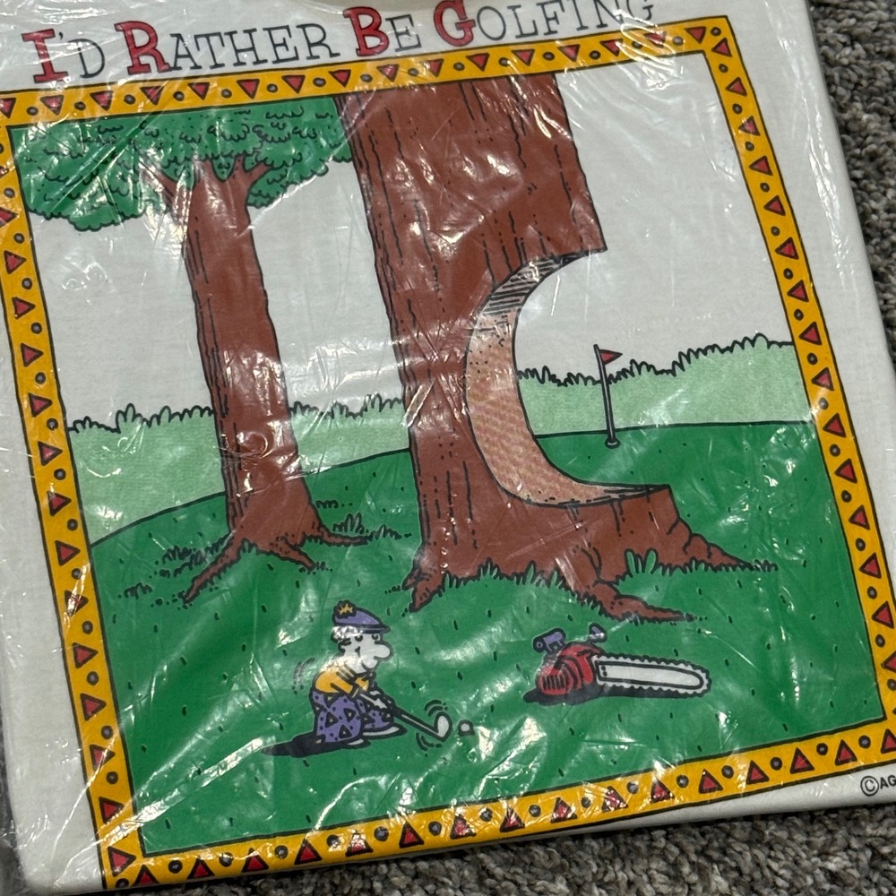 NOS Vintage 80s Carlton Cards "Id Rather Be Golfing"‎ T-Shirt Mens XL Deadstock - Picture 3 of 5